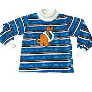 Vintage JCPenney  "D" is for dinosaur blue and orange striped turtleneck sz 2T